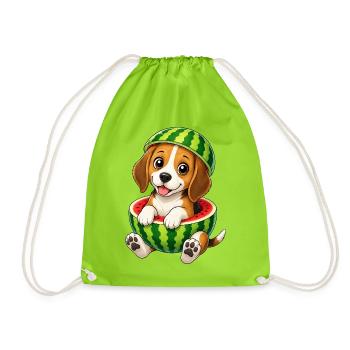 variation_36549Sü Dessin animé de Beagle avec Melon - Sac de sport léger - vert néon - Devant