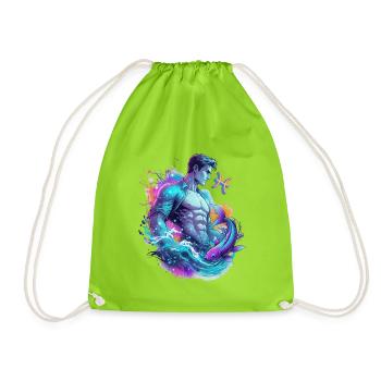 Poissons_Astro_Homme - Drawstring Bag - neon green - Front