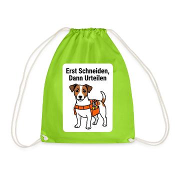 Erst Schneiden Dann Urteilen Gärtner Shirt - Turnbeutel - Neongrün - Vorne