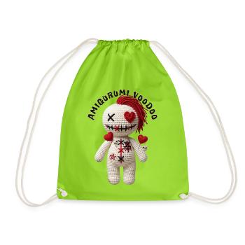 Amigurumi-Voodoo-Puppe mit Herz - Turnbeutel - Neongrün - Vorne