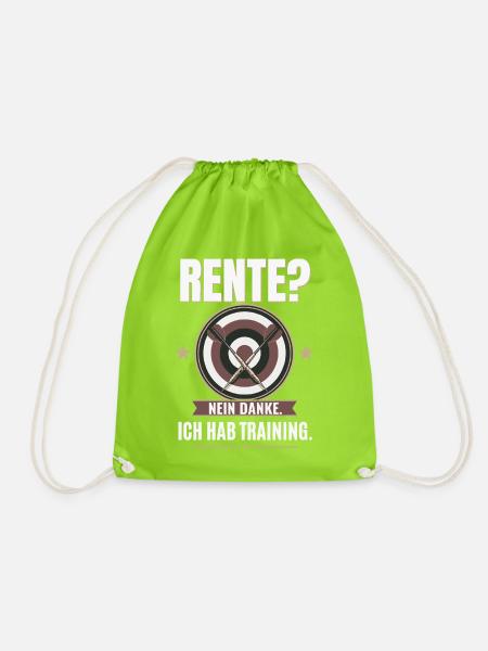 Rente Nein danke Ich hab Training Darts Vintage - Turnbeutel - Neongrün