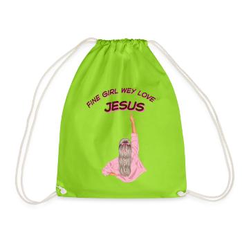 feines Mädchen, wir lieben Jesus - Turnbeutel - Neongrün - Vorne