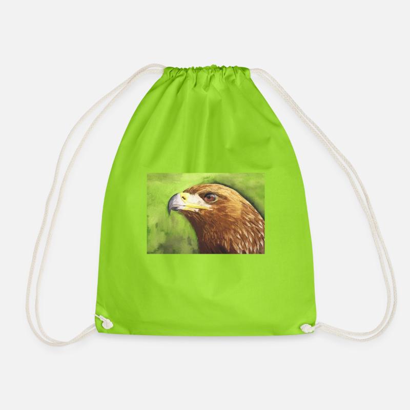 Adler - Gemälde von Gudrun Quitzau - Turnbeutel - Neongrün