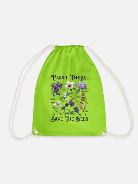 Rettet die Bienen - Honigbienen Gärtnerei Geschenk - Turnbeutel - Neongrün