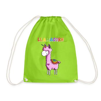 Llamacorn - Lama Unicorn - Bande dessinée - Cadeau Fun - Sac de sport léger - vert néon - Devant