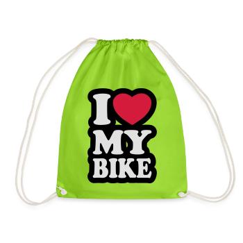 I love my bike - Ich liebe mein Motorrad - Turnbeutel - Neongrün - Vorne