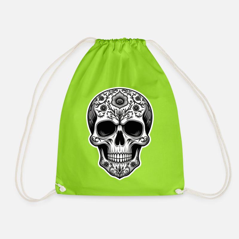 Sugar Skull Blumenkunst - Turnbeutel - Neongrün