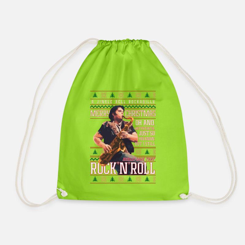 Rockabilly-Weihnachts-Rock'n'Roll-Hässlicher Weihnachtspullover - Turnbeutel - Neongrün