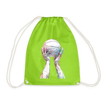 Basketball sport art #basketball - Drawstring Bag - neon green - Front