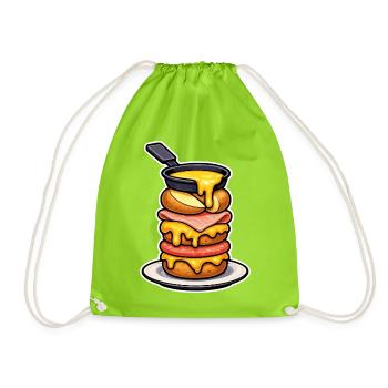 Raclette avec Fromage Fondant Montagne et Fondue - Sac de sport léger - vert néon - Devant