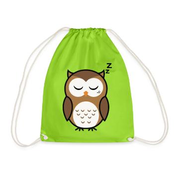 Süße schlafende Eule minimalistischen Stil - Turnbeutel - Neongrün - Vorne
