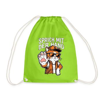 Sprich Mit Der Hand Kater - Turnbeutel - Neongrün - Vorne