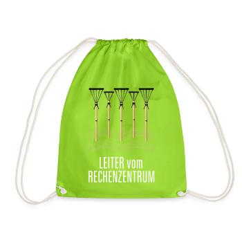 Leiter vom Rechenzentrum Gartenoutfit Gartenarbeit - Turnbeutel - Neongrün - Vorne