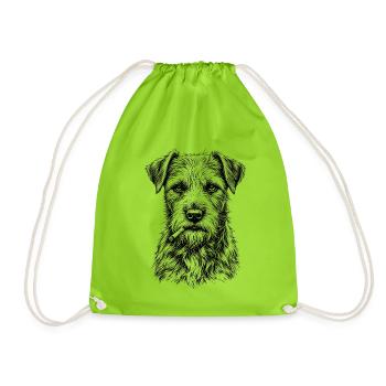 Smoking Dog Terrier Zigarre Cool Hundemotiv - Turnbeutel - Neongrün - Vorne