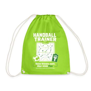 Handballtrainer Geschenk – Grüne Karte & Auszeit - Turnbeutel - Neongrün - Vorne