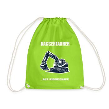 Baggerfahrer Aus Leidenschaft Baustelle Geschenk - Turnbeutel - Neongrün - Vorne