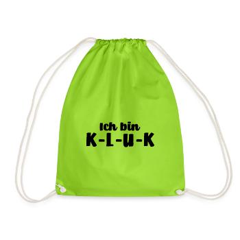Ich bin klug - K-L-U-K [black] - Turnbeutel - Neongrün - Vorne