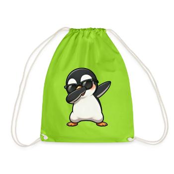 Dabbing Penguin - Drawstring Bag - neon green - Front