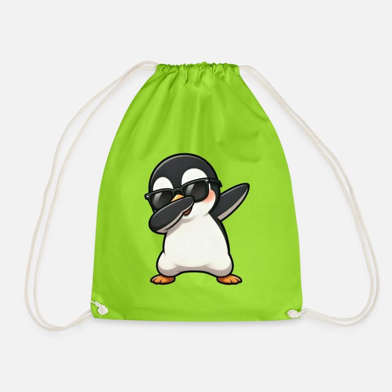 Dabbing Penguin - Drawstring Bag - neon green