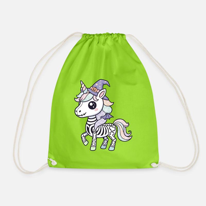Boho Skelett Einhorn - Halloween Unicorn Lover - Turnbeutel - Neongrün