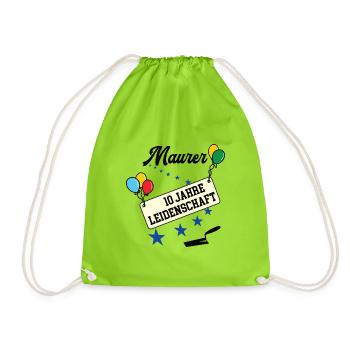 Maurer Jubiläum 10 Jahre 10. jähriges bester 10th - Turnbeutel - Neongrün - Vorne