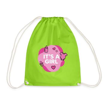 Es ist eine Babyparty für Mädchen und Babys - Turnbeutel - Neongrün - Vorne