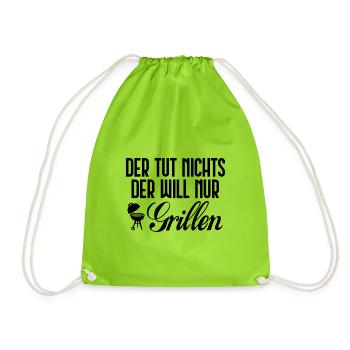 Der tut nichts. Der will nur grillen [black] - Turnbeutel - Neongrün - Vorne