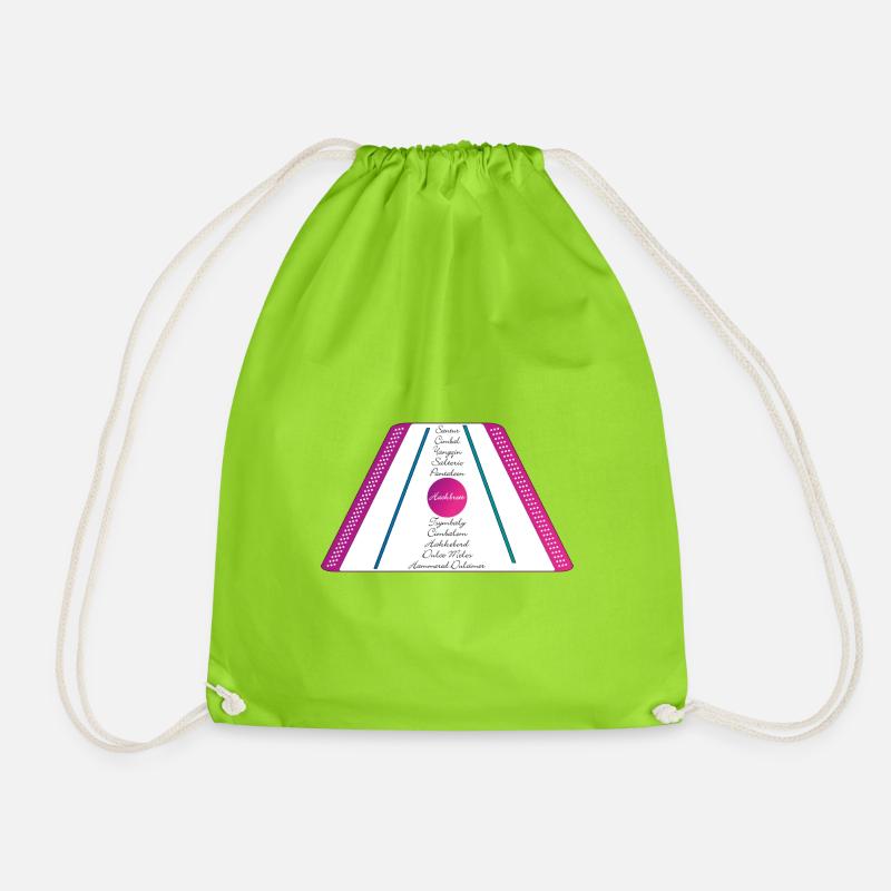 Hackbrett lila pink petrol gruen2 - Turnbeutel - Neongrün