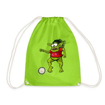 Kobold spielt Fußball - Turnbeutel - Neongrün - Vorne