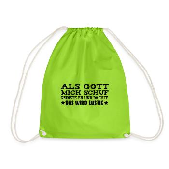 Als Gott mich schuf [black] - Turnbeutel - Neongrün - Vorne