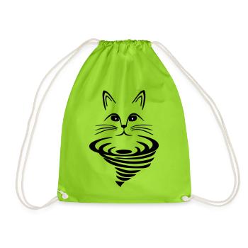 Cat on whirlpool - Drawstring Bag - neon green - Front