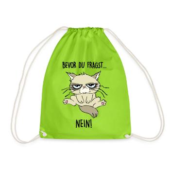 Bevor du fragst... NEIN - Turnbeutel - Neongrün - Vorne