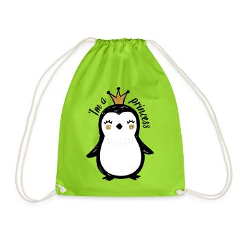 Conception mignonne de la reine des pingouins - Sac de sport léger - vert néon - Devant