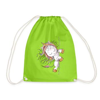 Drolliges Regenbogen Einhorn Fantasy - Turnbeutel - Neongrün - Vorne