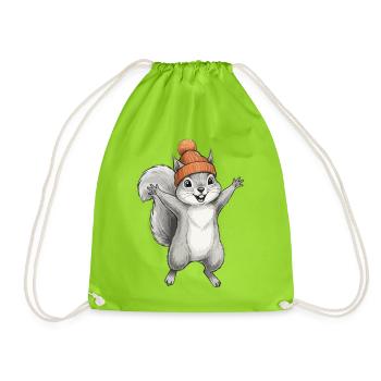 Écureuil avec un bonnet - Sac de sport léger - vert néon - Devant