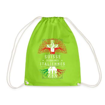 Suisse De Racines Italiennes T-Shirt Cadeau Humour - Sac de sport léger - vert néon - Devant