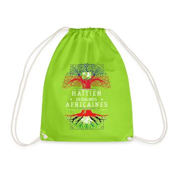 Haitien De Racines Africaines T-Shirt Cadeau Hu... - Sac de sport léger - vert néon - Devant