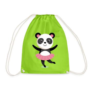 Tanzende Panda mit Tutu - Turnbeutel - Neongrün - Vorne