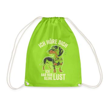 Dackel Ich Höre Dich Habe Nur Keine Lust Hunde - Turnbeutel - Neongrün - Vorne