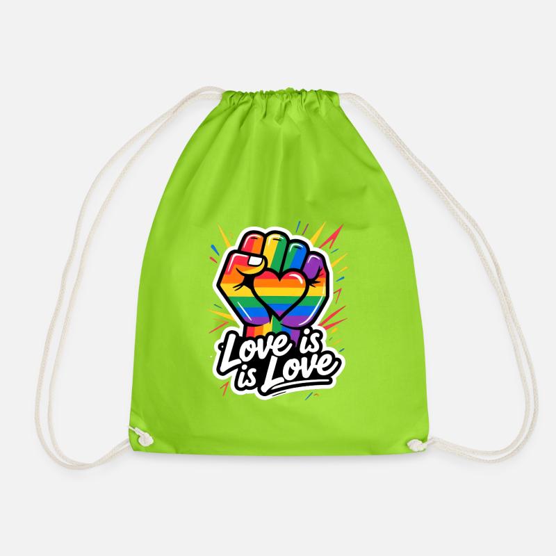 Love Is Love – Bunte Pride Power Faust - Turnbeutel - Neongrün
