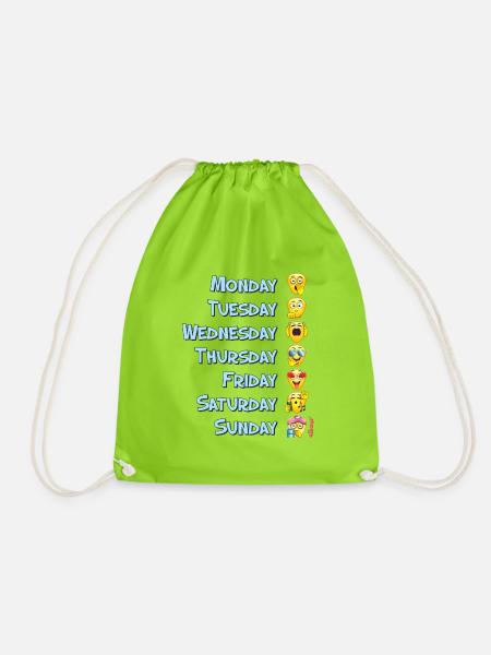 All the week - alle Wochentage - The Goodeys ® - Turnbeutel - Neongrün