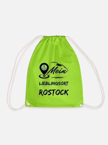 Rostock mein Lieblingsort-Hansestadt Rostock-Möwe - Turnbeutel - Neongrün