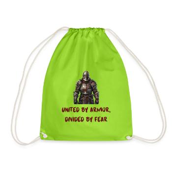 United by Armor, Divided by Fear - Drawstring Bag - neon green - Front