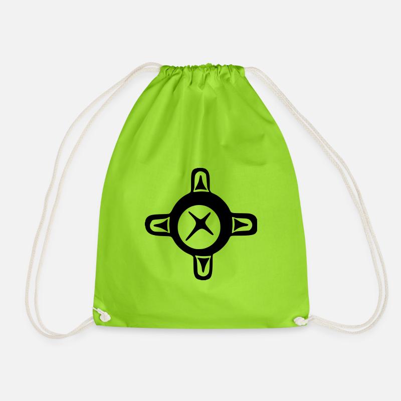 Aboriginal Motif Australia #Tribal - Drawstring Bag - neon green