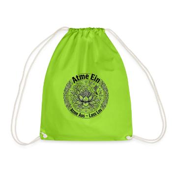 Atme Ein Atme Aus Lass Los - Lotus Kolibri Mandala - Turnbeutel - Neongrün - Vorne