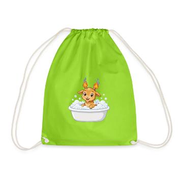 Cute Bathtub Fire Goat Shirt Badewanne Feuer Ziege - Turnbeutel - Neongrün - Vorne
