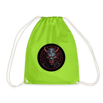 Evil demonic devil with red eyes - Drawstring Bag - neon green - Front