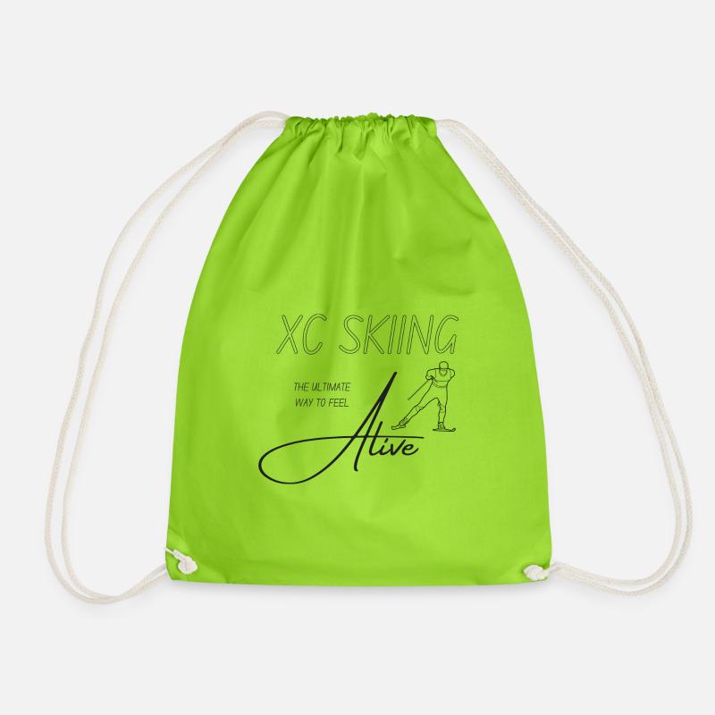 XC Skiing - The ultimate way to feel Alive - Drawstring Bag - neon green