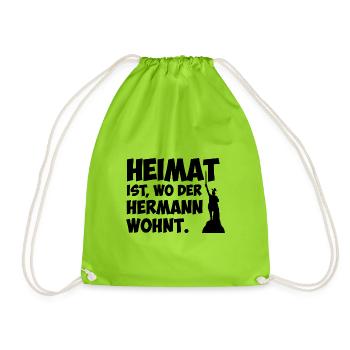 Heimat ist, wo der Hermann wohnt. - Turnbeutel - Neongrün - Vorne
