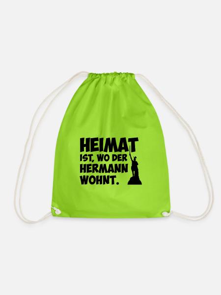 Heimat ist, wo der Hermann wohnt. - Turnbeutel - Neongrün